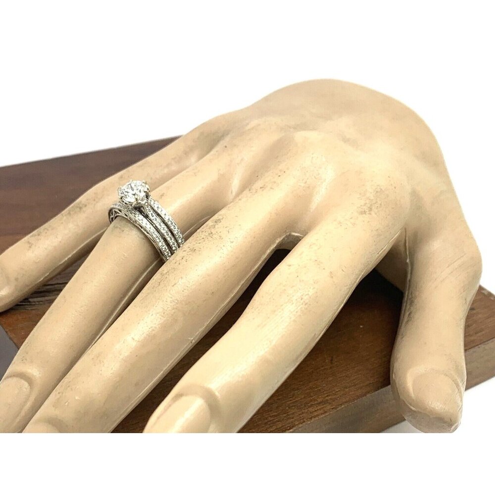 Parade Wedding Set 18k White Gold Diamond Engagement Ring Band Women's 6.25-6.5 - Picture 13 of 14